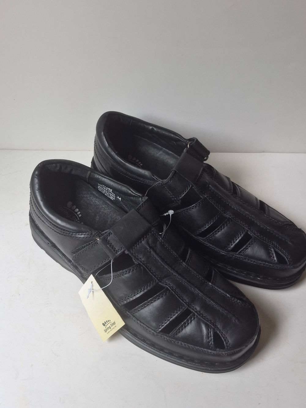Spring Step Men's Black Leather Slip-On Fisherman Loafers - 44 / 11